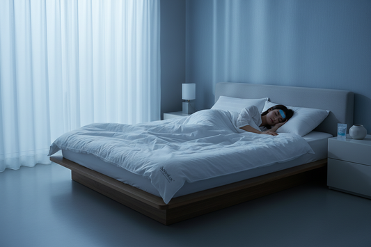 Person sleeping peacefully wearing the Arctic Sleep Cooling Patch